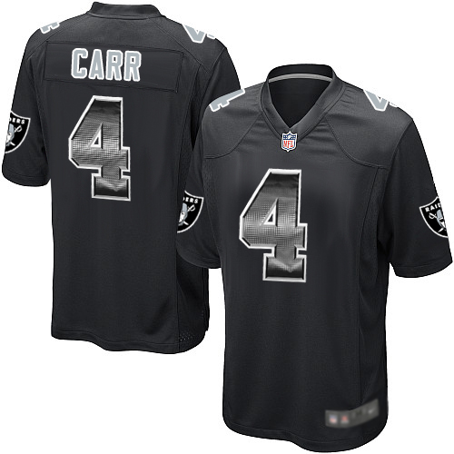 Men Oakland Raiders Limited Black Derek Carr Jersey NFL Football #4 Strobe Jersey